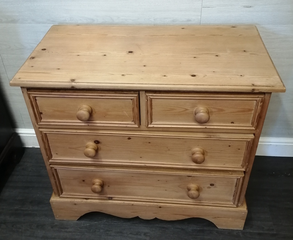 solid pine chest of four drawers