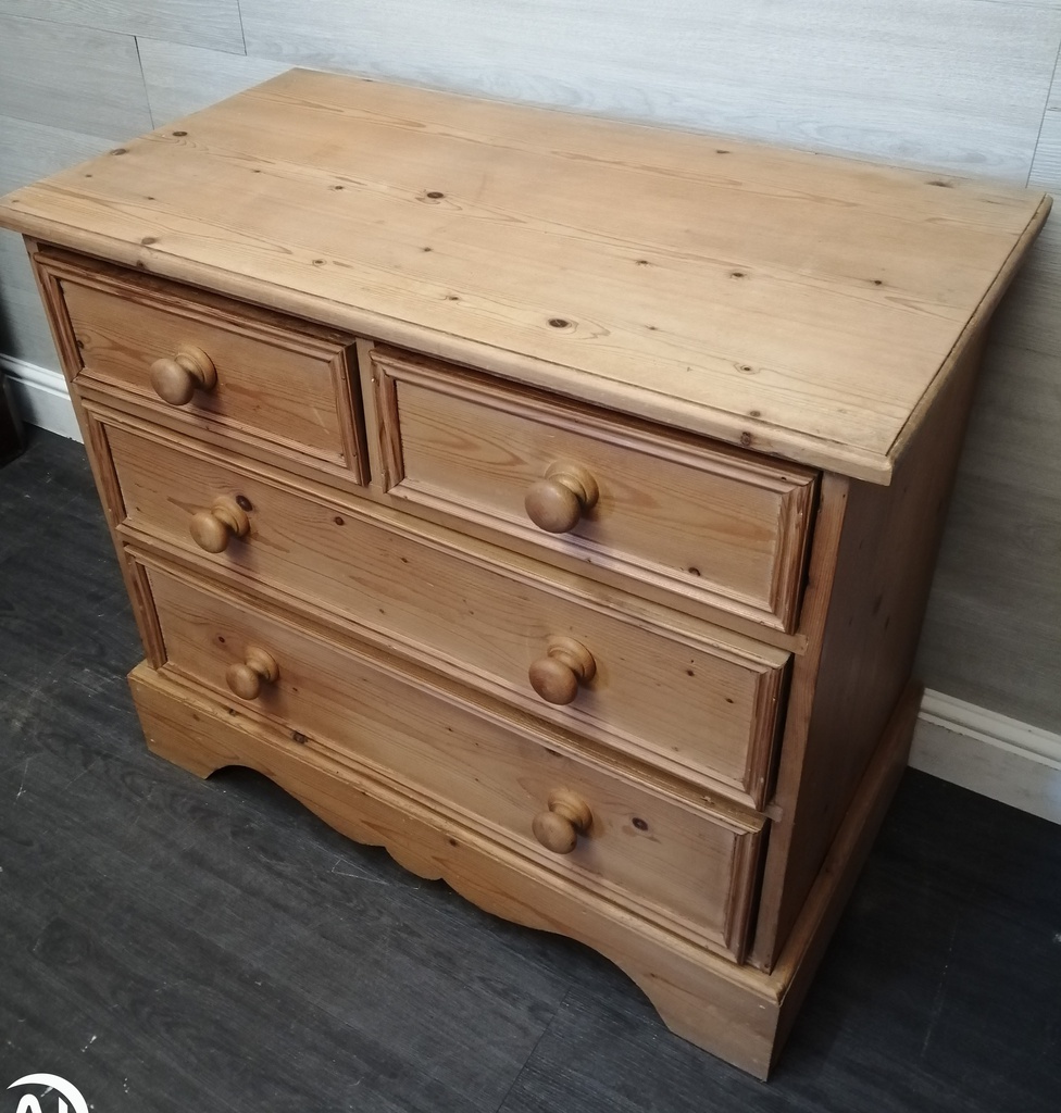 solid pine chest of four drawers