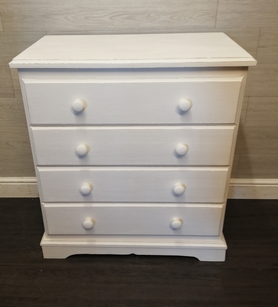 Pine chalk white four Drawer Chest