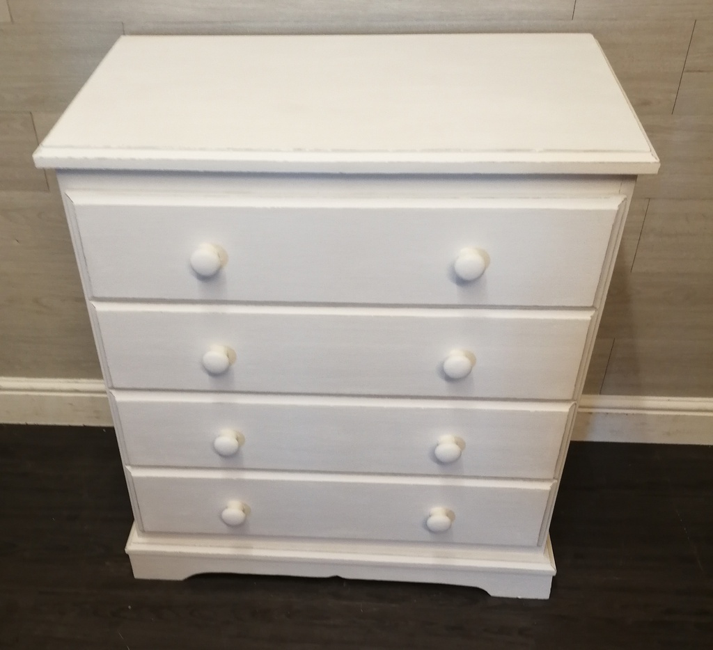 Pine chalk white four Drawer Chest