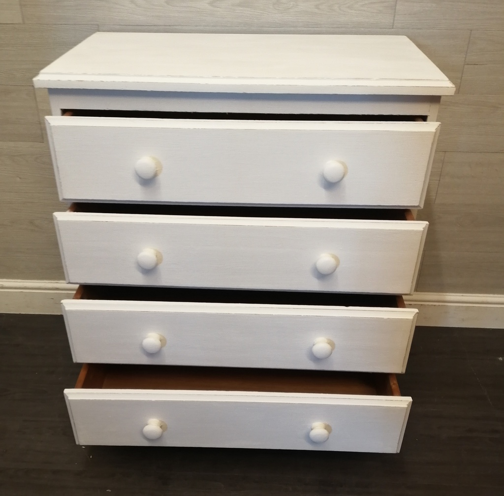 Pine chalk white four Drawer Chest