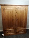 LARGE SOLID PINE DOUBLE WARDROBE WITH DRAWERS