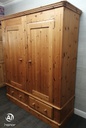 LARGE SOLID PINE DOUBLE WARDROBE WITH DRAWERS