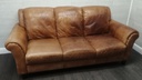 distressed tan leather three seater sofa