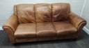 distressed tan leather three seater sofa