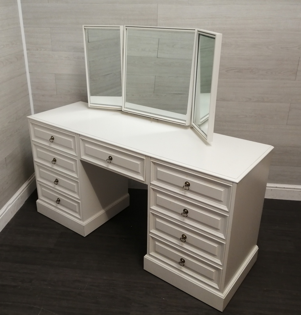 white nine drawer dressing chest