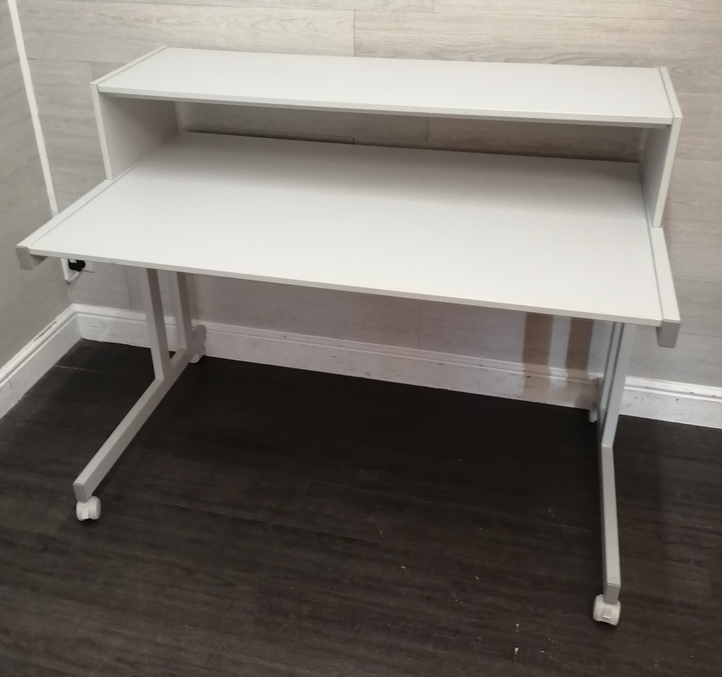 white office desk on wheels