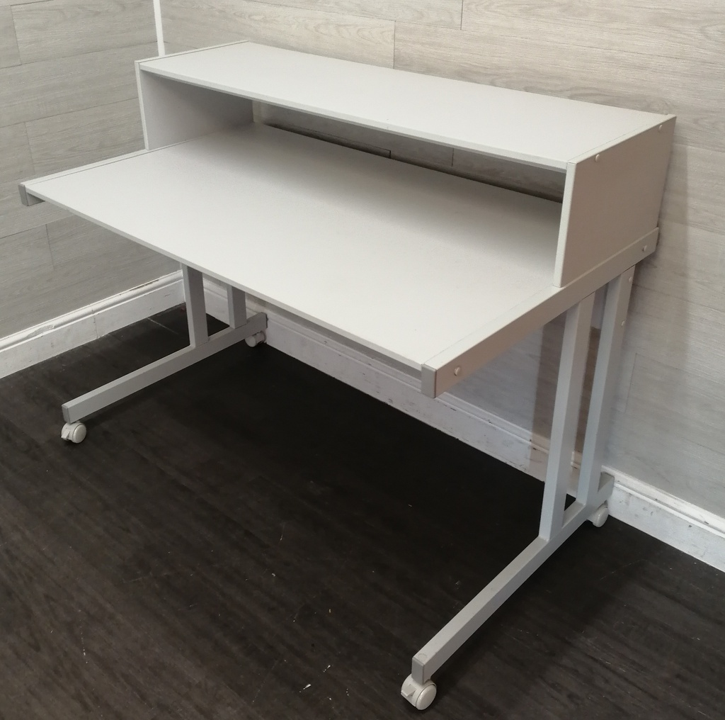 white office desk on wheels