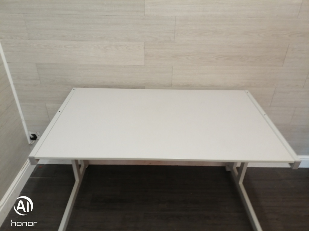 white office desk on wheels