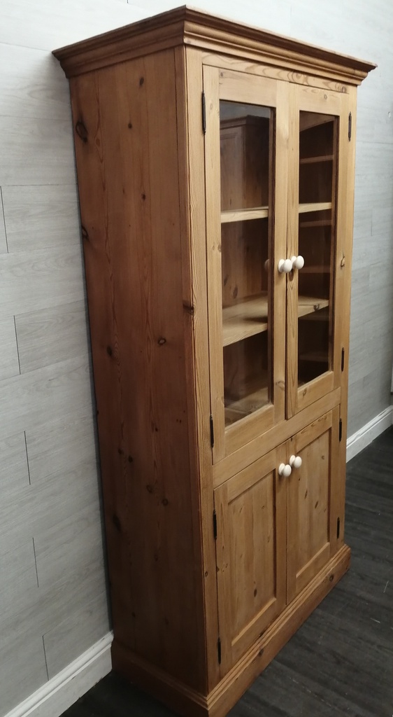 country style Pine Part Glazed Bookcase Cupboard