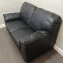 black faux leather two seater sofa