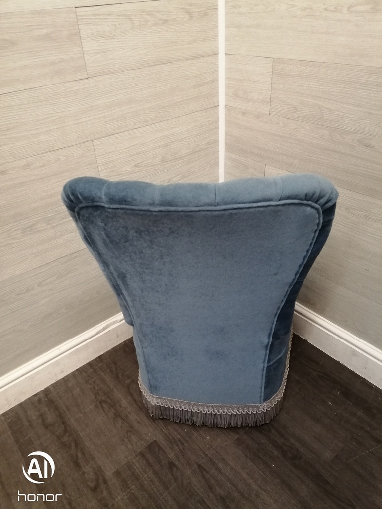 neat blue bedroom chair