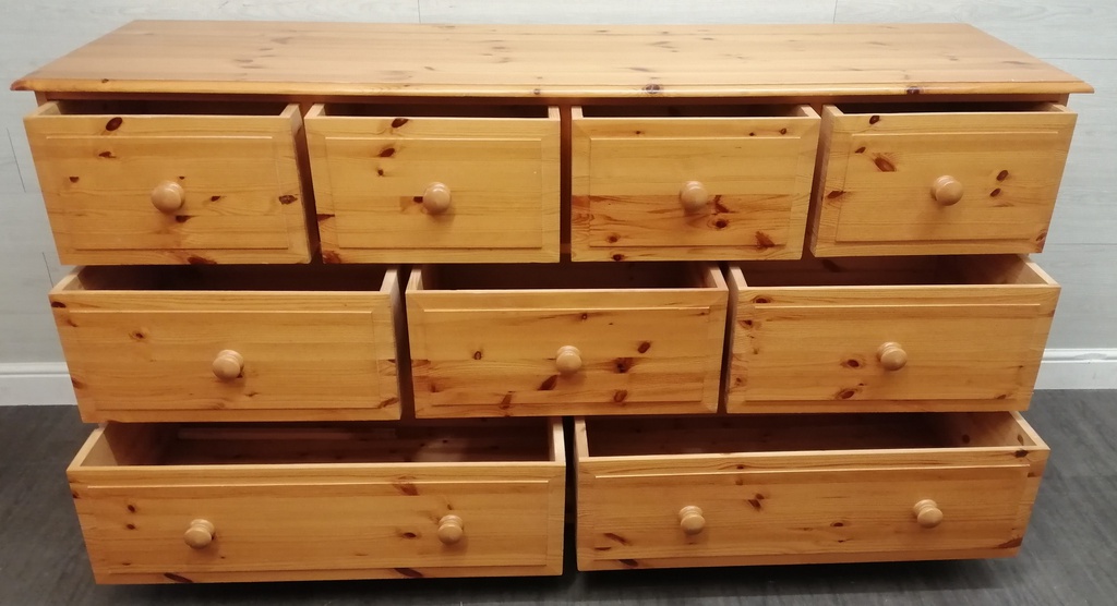 SOLID quality solid PINE LARGE 9 DRAWER MERCHANT STYLE PINE CHEST