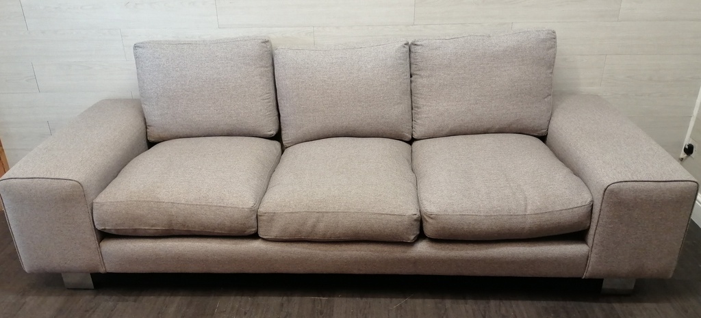 contemporary three seat grey sofa