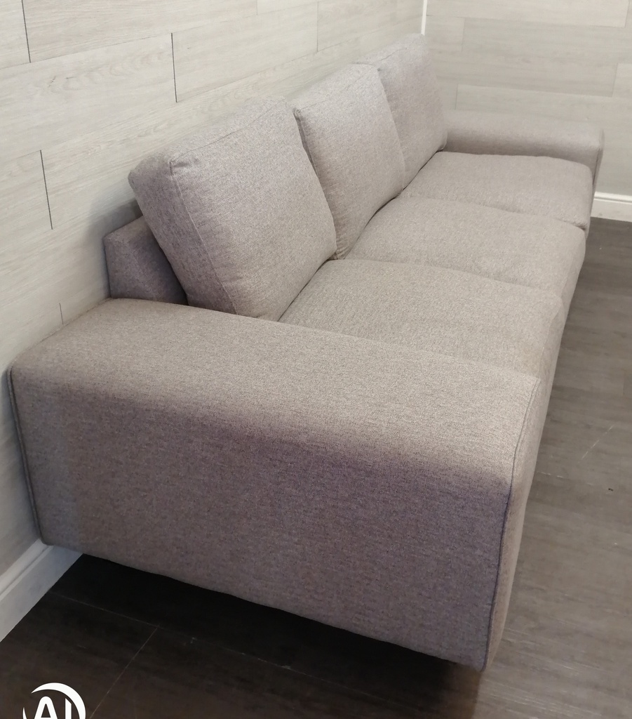 contemporary three seat grey sofa