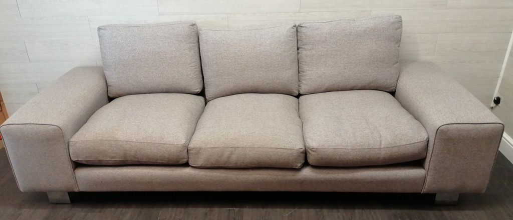 contemporary three seat grey sofa