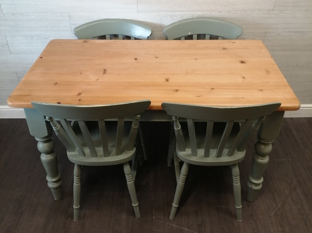 shabby chic green Table and Four Chairs Set