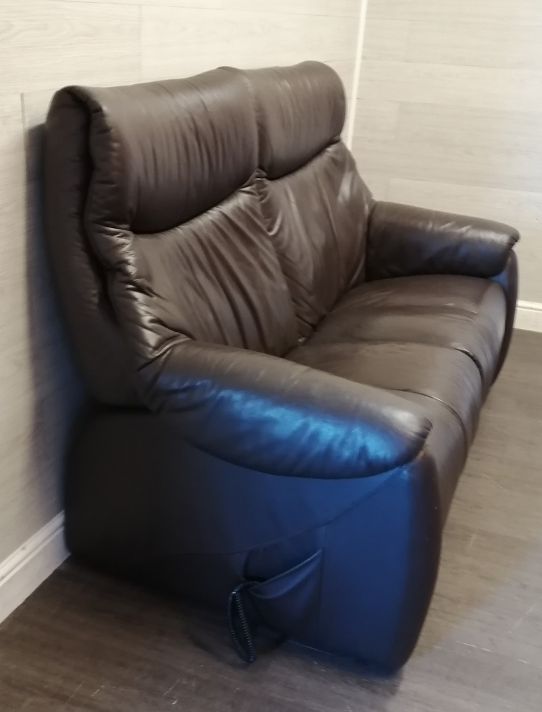 modern brown leather ELECTRIC TWO SEATER RECLINER SOFA