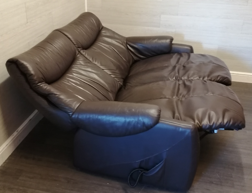 modern brown leather ELECTRIC TWO SEATER RECLINER SOFA