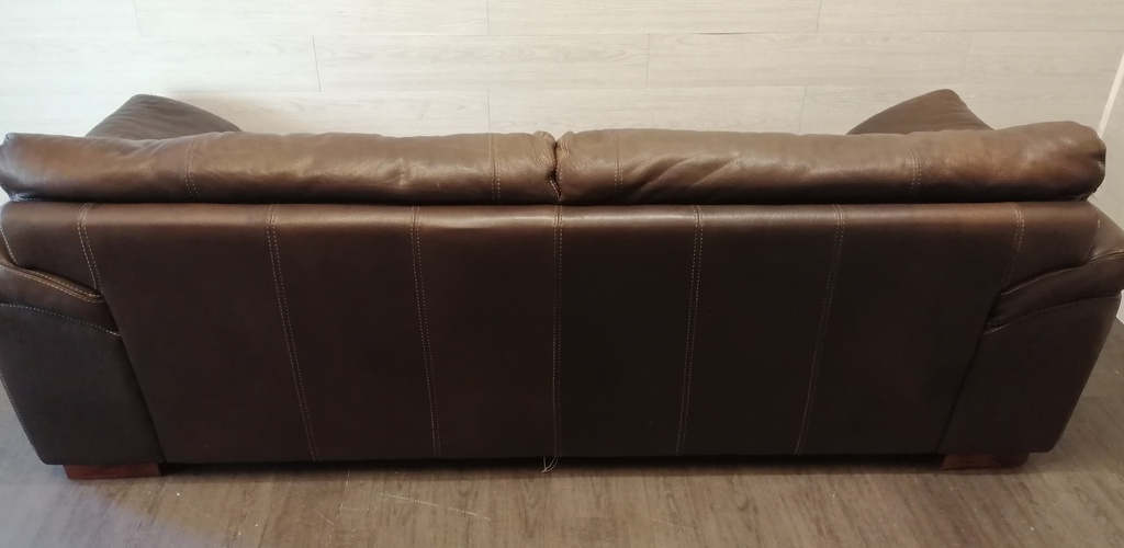 QUALITY BROWN LEATHER THREE SEATER RUSTIC STYLE SOFA