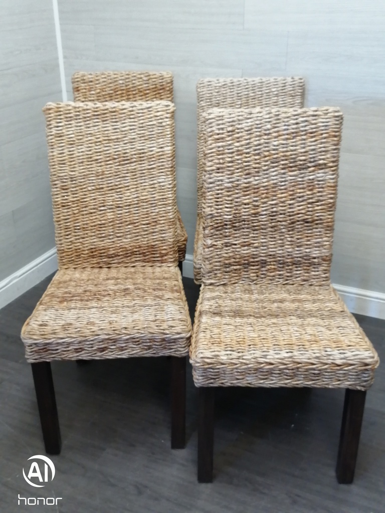 four x Wicker / sea grass dining Chairs