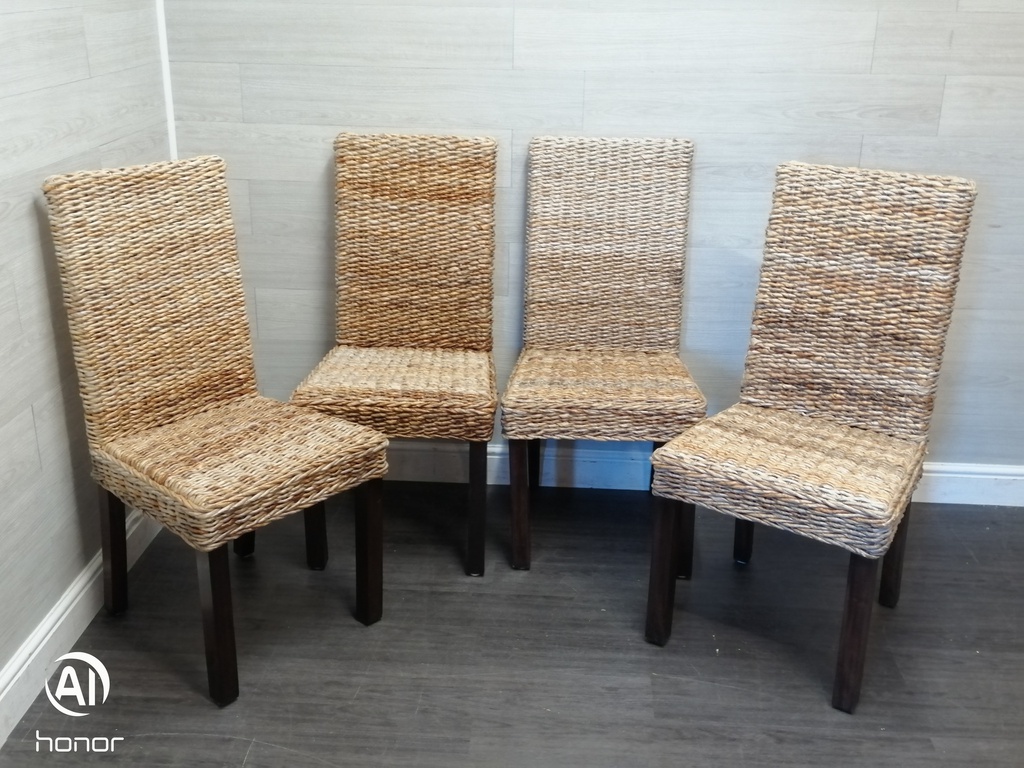 four x Wicker / sea grass dining Chairs