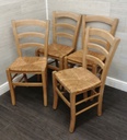 4 X RUSH SEATED NEAT DINING CHAIRS