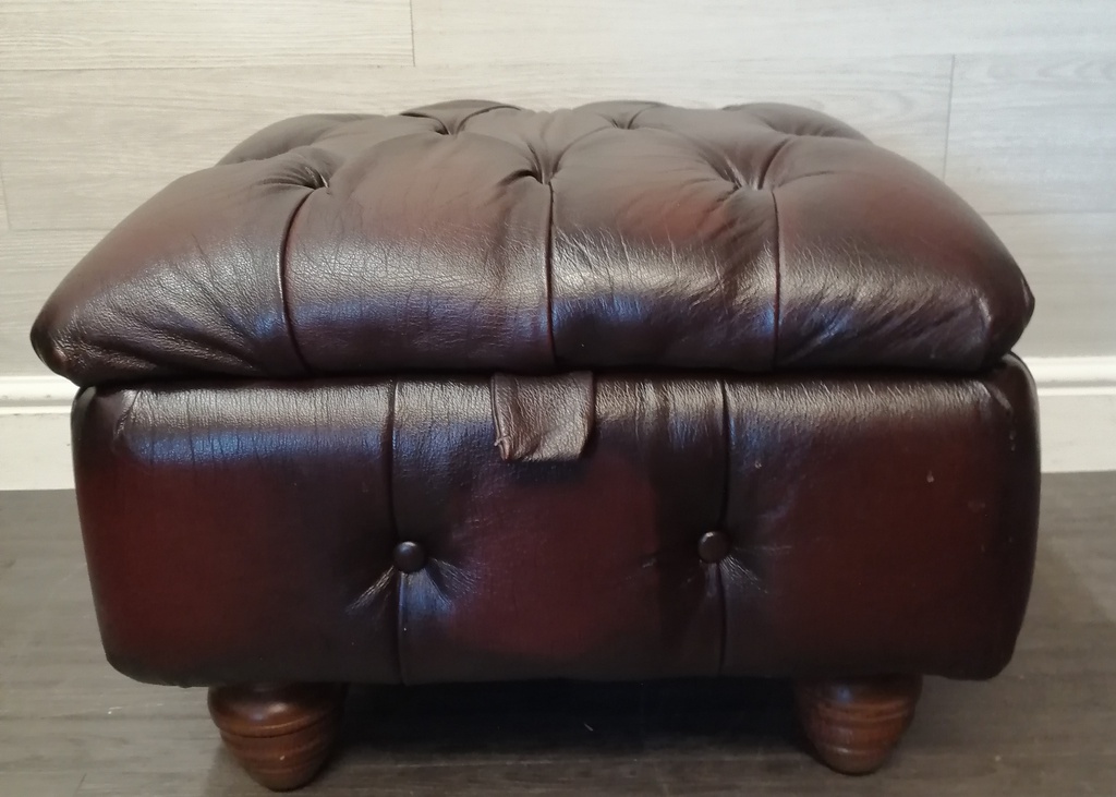 THOMAS LLOYD BROWN LEATHER  OTTOMAN FOOTSTOO