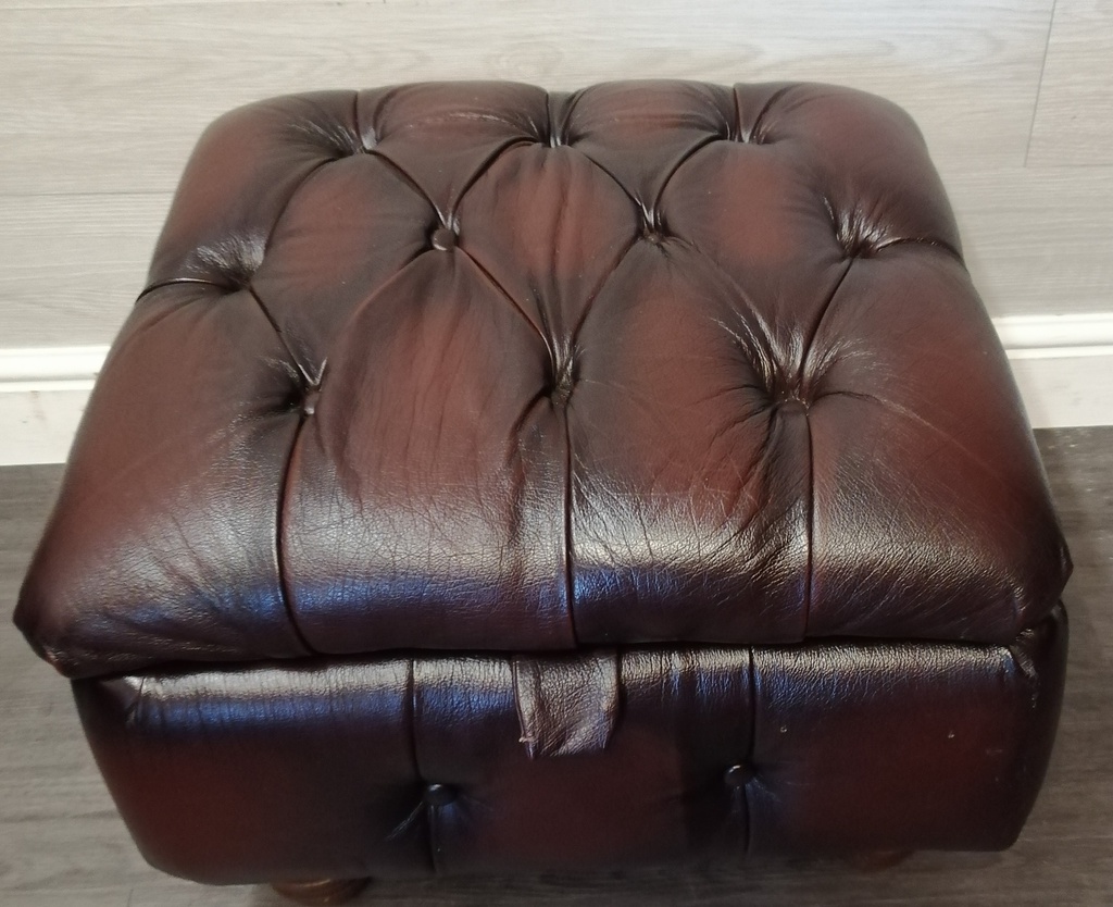 THOMAS LLOYD BROWN LEATHER  OTTOMAN FOOTSTOO