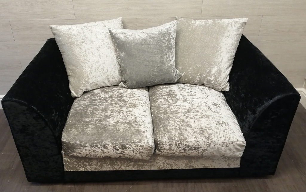 lovely neat silver and black pillow back sofa