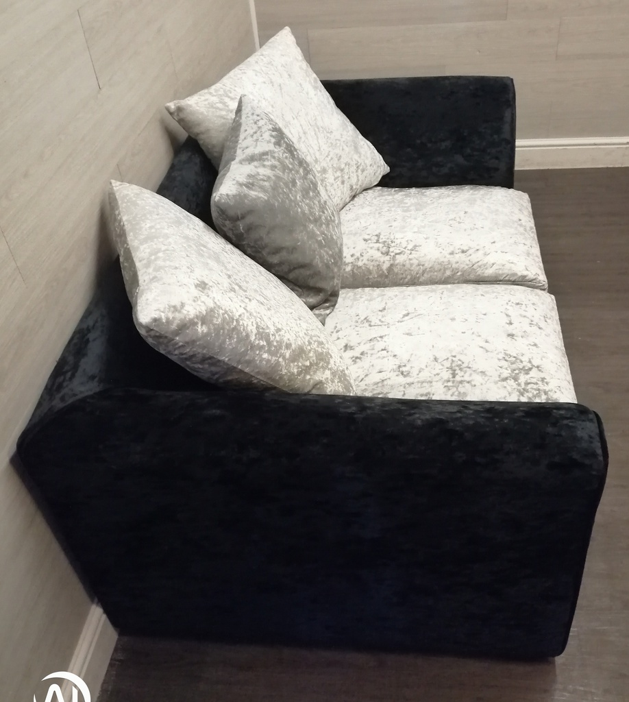 lovely neat silver and black pillow back sofa