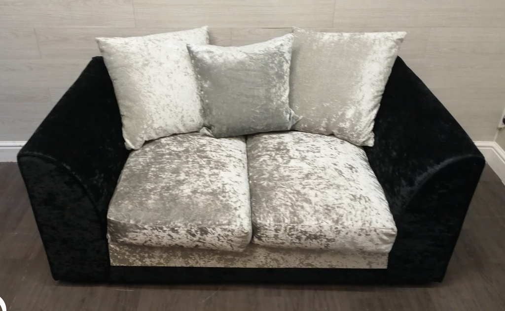 lovely neat silver and black pillow back sofa