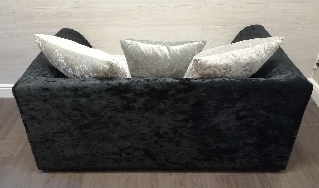 lovely neat silver and black pillow back sofa