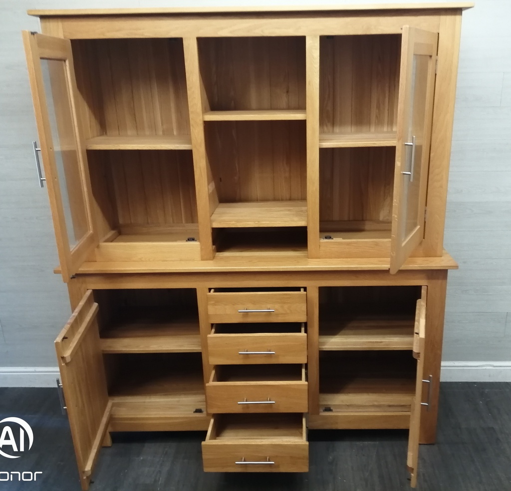 LOVELY OAK PART GLAZED DRESSER