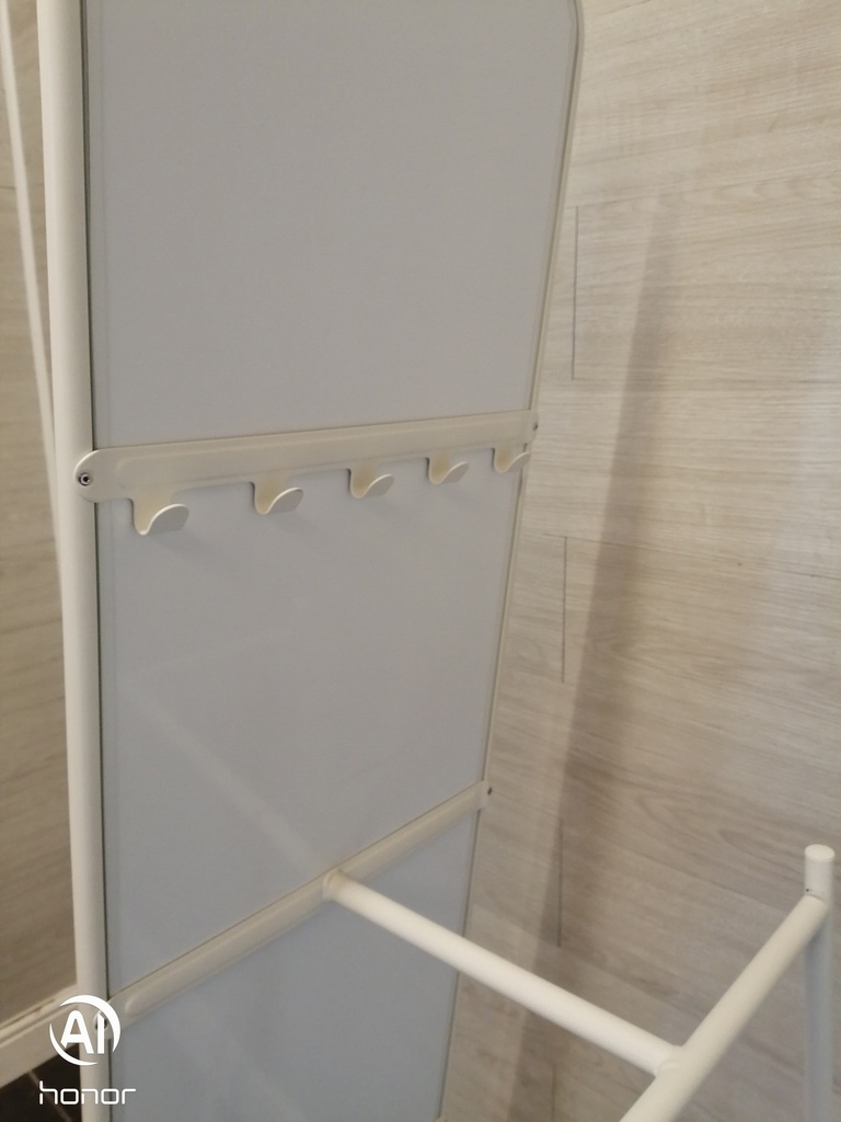 free standing white Cheval Mirror with rail