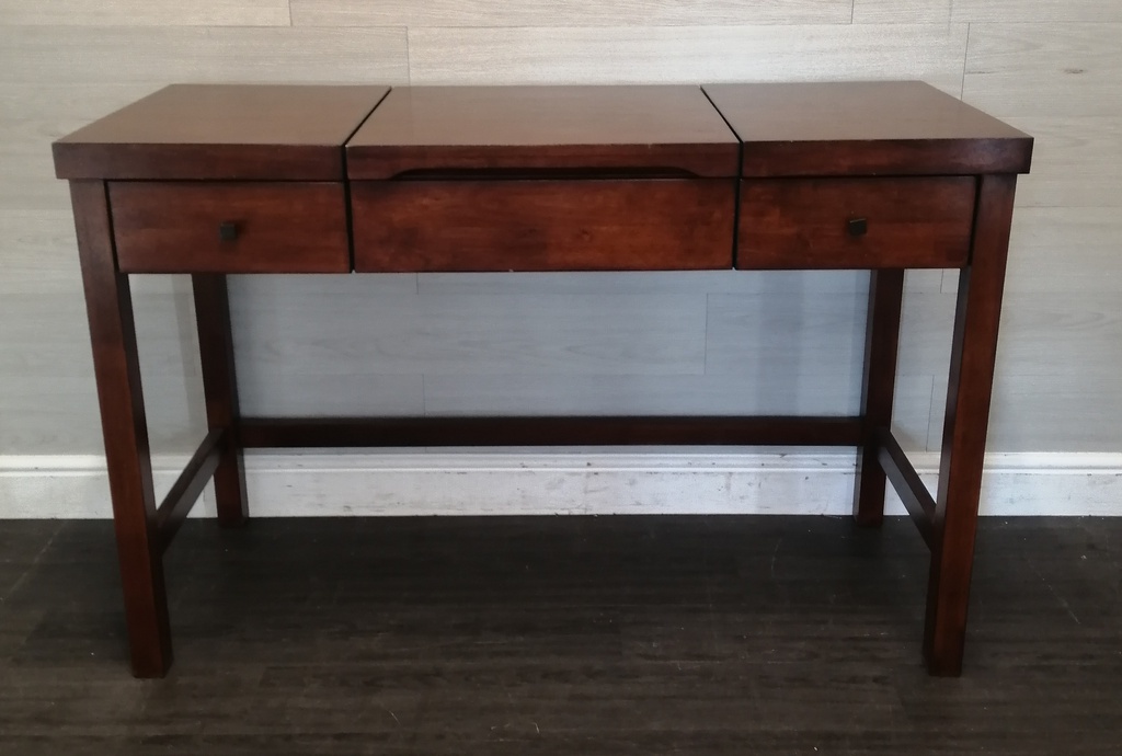 NEAT DARK WOOOD DRESSING TABLE WITH LIFT UP MIRROR