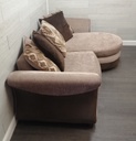 large DFS brown toned four SEATER CHAISE-END SOFA