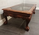 large mahogany glazed top coffee table