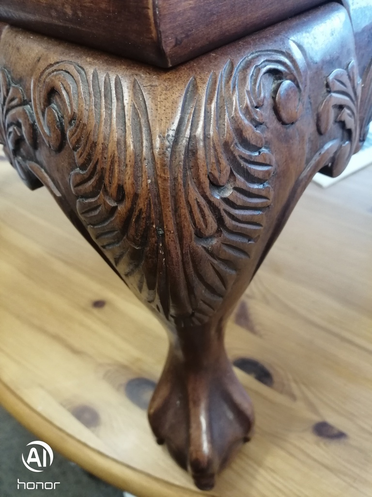 large mahogany glazed top coffee table