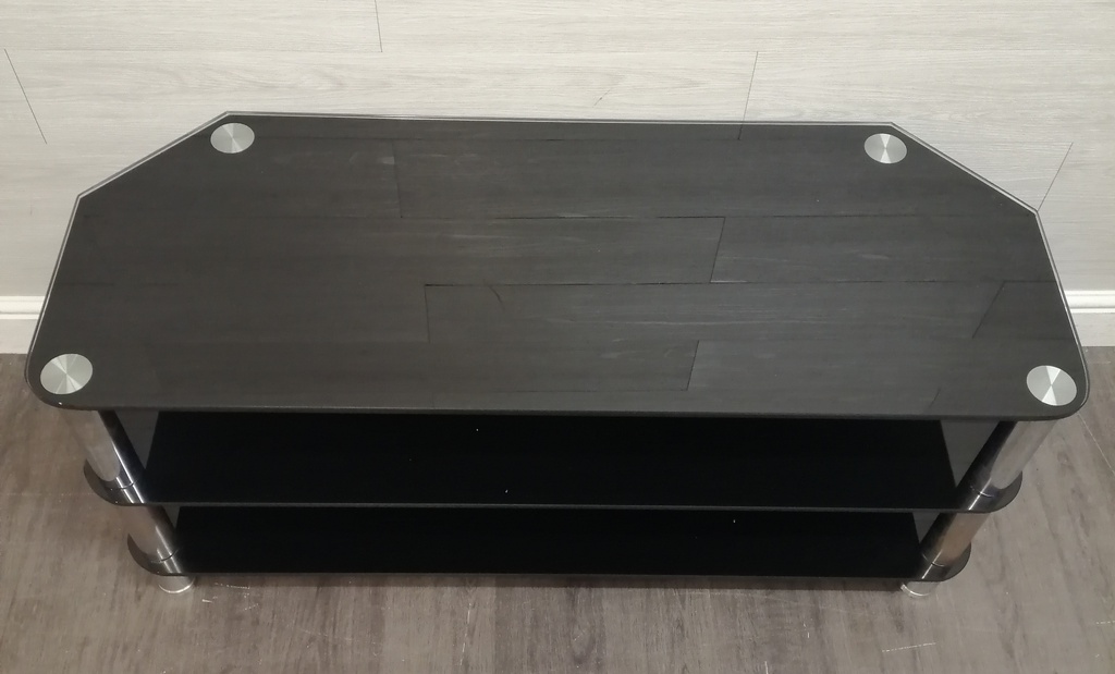 QUALITY LARGE BLACK GLASS TV STAND