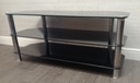 QUALITY LARGE BLACK GLASS TV STAND