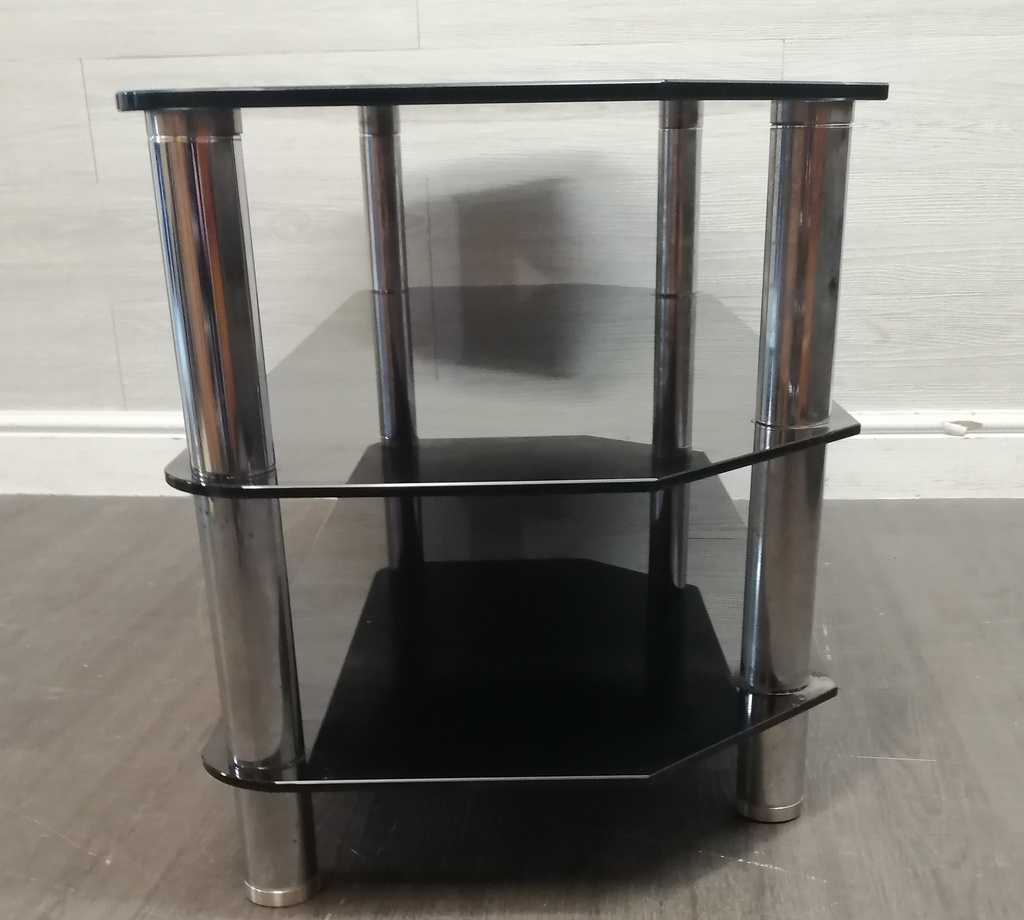 QUALITY LARGE BLACK GLASS TV STAND