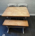 LOVELY SHABBY CHIC DINING TABLE,TWO CHAIRS &amp; BENCH SET