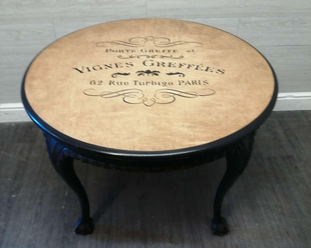 lovely round tall painted coffee table