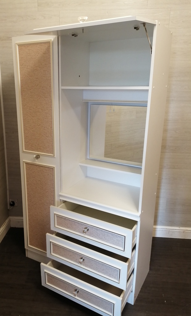 Neat single door wardrobe with vanity unit