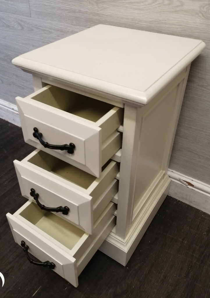 Cream three drawr bedside