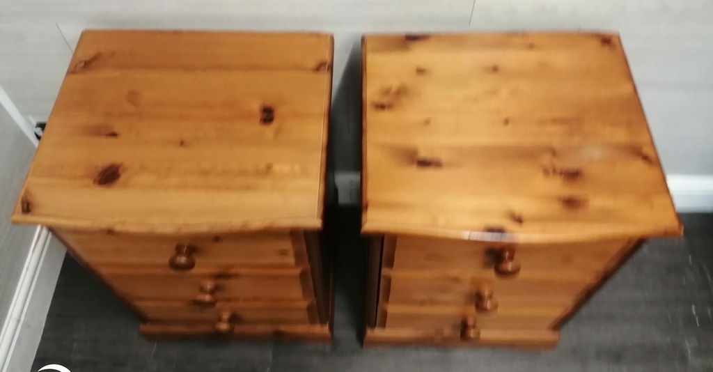 PAIR  PINE THREE DRAWER BEDSIDES CHESTS