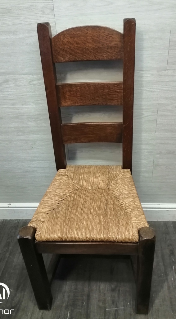 SET OF FOUR SOLID LADDER BACK DINING CHAIRS