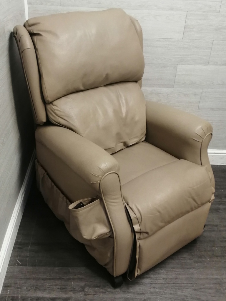 Beige Leather Rise &amp; Recline Armchair