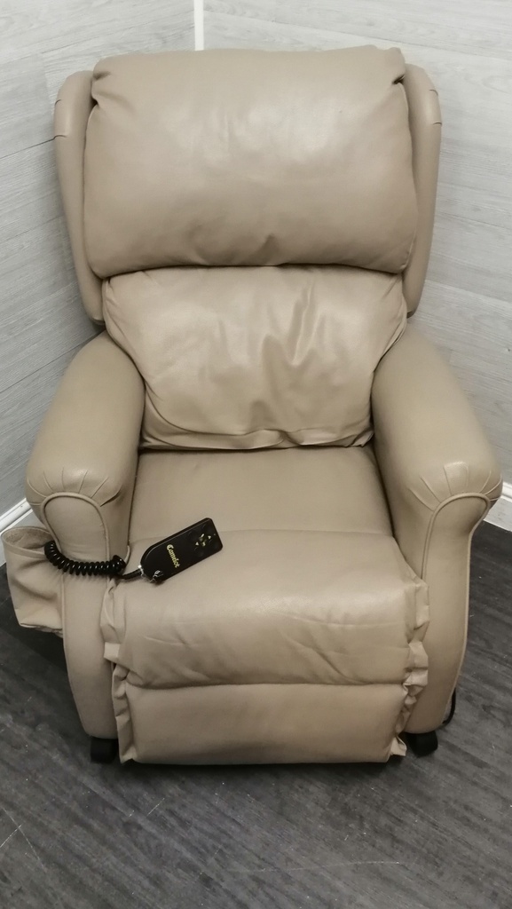 Beige Leather Rise &amp; Recline Armchair